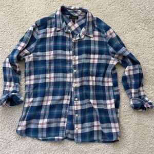 J. Crew Blue and White Plaid Button Down Shirt